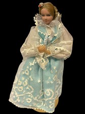 Lalka Polska Vintage Handmade Spoldzielnia Pracy Lalki Regionalne - 7 cali niebieska na sprzedaż  Wysyłka do Poland