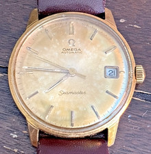 Funcionamento Omega Seamaster automático 24 joias 22230821 face dourada parafuso traseiro couro comprar usado  Enviando para Brazil