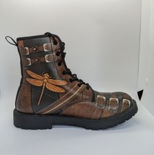 Botas de combate femininas com mosca do dragão couro vegano amigável unissex com 8 M 6 fadas , usado comprar usado  Enviando para Brazil