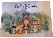 Enorme fondo de baby shower 58""x81"" criaturas del bosque animales del bosque segunda mano  Embacar hacia Mexico