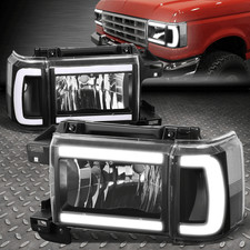 [LED DRL] PARA 87-91 FORD F150 F250 F350 BRONCO PRETO/LÂMPADA DE FAROL DE CANTO CLARA comprar usado  Enviando para Brazil