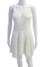 Mini vestido Magali Pascal feminino com zíper nas costas alça espaguete renda branco tamanho XS comprar usado  Enviando para Brazil