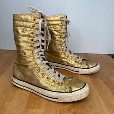 Tênis Converse All Star Feminino Tamanho 4 AU 6 Dourado Meia Panturrilha Dobrável comprar usado  Enviando para Brazil