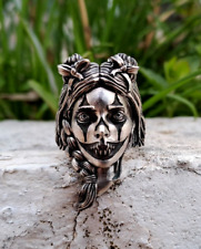 Anel de caveira de palhaço, anel de prata esterlina 925 Sugar Skull EUA tamanhos 7 - 13 comprar usado  Enviando para Brazil