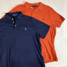 Lote 2 Camisas Polo Ralph Lauren Masculinas L Clássicas Manga Curta Azul Marinho/Laranja comprar usado  Enviando para Brazil