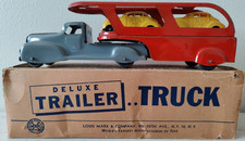 1940s Marx Deluxe Trailer Caminhão Transporte Automático-2 Táxis + Caixa Original! comprar usado 1940s Marx Deluxe Trailer Caminhão Transporte Automático-2 Táxis + Caixa Original! comprar usado  Enviando para Brazil