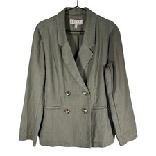 Blazer Anthropologie Dolan de linho texturizado desleixado peito duplo verde médio, usado comprar usado  Enviando para Brazil
