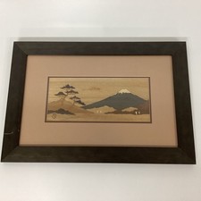 Usado, Pintura em painel de mosaico de madeira paisagem oriental emoldurada 50cm x 35cm (F2) W#635 comprar usado  Enviando para Brazil