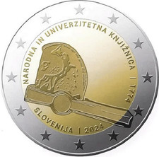 1x 2euro commémorative Slovénie 2024 - bibliothèque (neuve) na sprzedaż  Wysyłka do Poland