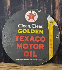 PLACA DE PORCELANA VINTAGE TEXACO DOURADA ÓLEO DE MOTOR TEXACO 12" comprar usado PLACA DE PORCELANA VINTAGE TEXACO DOURADA ÓLEO DE MOTOR TEXACO 12" comprar usado  Enviando para Brazil