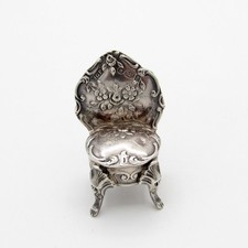 Cadeira miniatura antiga de prata esterlina 925 com flores comprar usado  Enviando para Brazil