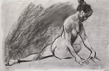 FIGURA FEMININA NUA SENTADA 12"x19" DESENHO DE CARVÃO DE VIDEIRA Assinado Original com c.o.a. comprar usado FIGURA FEMININA NUA SENTADA 12"x19" DESENHO DE CARVÃO DE VIDEIRA Assinado Original com c.o.a. comprar usado  Enviando para Brazil