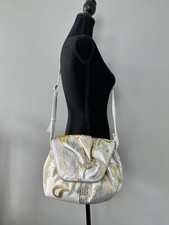 Bolsa tiracolo vintage Alentino Nas ouro branco metálica patchwork vegana anos 80 anos 90 comprar usado  Enviando para Brazil