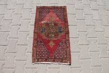 Usado, Tapete de lã rústico da Anatólia 1x3 pés, tecido à mão tons vermelhos vintage para entrada comprar usado  Enviando para Brazil