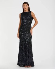 Usado, Novo Vestido de Noite IEENA FOR MAC DUGGAL Azul Capuz Decote de Barco Lantejoulas Tamanho 6 comprar usado  Enviando para Brazil