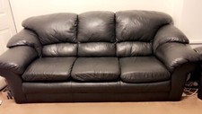 Black leather sofa for sale  OLDBURY