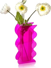 Vaso de acrílico rosa quente, 8 polegadas em forma de onda, peça central moderna, decoração de escritório em casa comprar usado  Enviando para Brazil