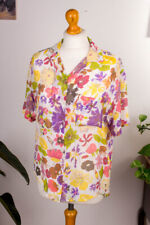 Blusa Vintage Original Anos 90 Branco Flores Coloridas Chiffon STEFANEL Tamanho Grande, usado comprar usado  Enviando para Brazil