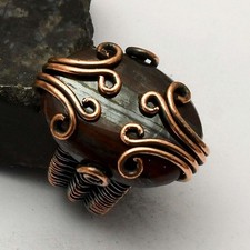 Anel de fio de cobre de pedra preciosa olho de tigre de ferro presente joia para irmã EUA tamanho-6 AR 49967 comprar usado  Enviando para Brazil