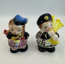 Usado, Antigo CASAL ESCOCÊS com Cachimbos e Cesta Conjunto de Sal e Pimenta de Porcelana Japão comprar usado  Enviando para Brazil