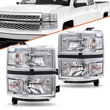 Par de Faróis Para 2014-2015 Chevy Silverado 1500 Faróis Cromados Esquerda + Direita comprar usado  Enviando para Brazil