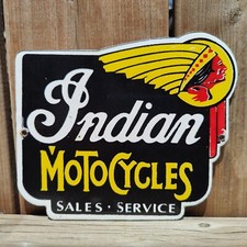 Usado, PLACA DE EXIBIÇÃO DE PAREDE VINTAGE INDIAN MOTOCICLETAS BARRA DE ESMALTE PORCELANA TAMANHO 8" x 6" comprar usado  Enviando para Brazil