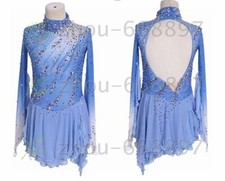 Vestido de patinaje sobre hielo Competición Figura Disfraz de patinaje azul teñido segunda mano  Embacar hacia Mexico