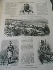 Gravure Old Print 1871 NEW CALEDONIA Nouméa Indigènes Mission Bouarate na sprzedaż  Wysyłka do Poland