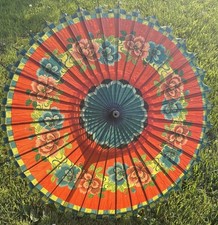 Vintage japoński chiński bambusowy papier ryżowy drewniany parasol parasol parasol na sprzedaż  Wysyłka do Poland