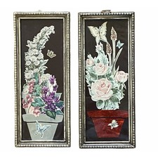 Conjunto de 2 fotos de arte vintage anos 70 papel alumínio flores emolduradas kitsch retrô feitas à mão comprar usado Conjunto de 2 fotos de arte vintage anos 70 papel alumínio flores emolduradas kitsch retrô feitas à mão comprar usado  Enviando para Brazil
