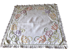 N19 Ancien Napperon centre de table lin brodé dentelle fuseau 70x70cm ann 40 50 comprar usado  Enviando para Brazil