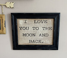 I Love You To The Moon And Back Artwork Burlap Framed Baby Berçário Moldura Preta comprar usado  Enviando para Brazil