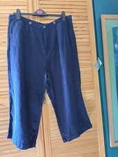 Navy linen cropped for sale  BURY ST. EDMUNDS