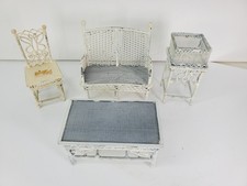 Casa de bonecas miniatura bar porto branco metal vime banco mesa cadeira berço comprar usado  Enviando para Brazil