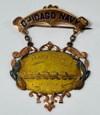 Broche de ouro 14K antigo 1891 CHICAGO NAVY barco clube oared gig militar (4,4 g) comprar usado  Enviando para Brazil