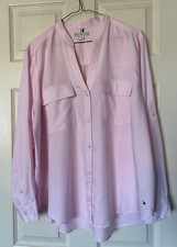 Blusa feminina Tommy Hilfiger rosa manga longa botão frontal tamanho XL comprar usado  Enviando para Brazil