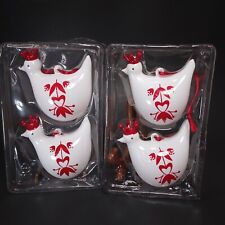 Conjunto de 4 lindos enfeites de Natal galo galo de galinha de vidro arte vermelho e branco IKEA comprar usado  Enviando para Brazil