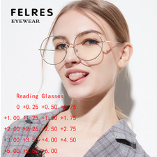 Óculos de leitura feminino de metal redondo azul luz bloqueio lente transparente óculos da moda comprar usado  Enviando para Brazil