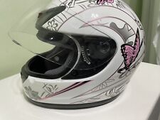 Capacete de rosto inteiro rosa/branco borboleta Bell FMVSS 218 feminino médio comprar usado  Enviando para Brazil