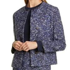 Usado, Jaqueta Hugo Boss Julira terno de tweed piloto fantasia blazer lã azul preto branco 4 comprar usado  Enviando para Brazil