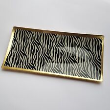 Usado, Prato de vidro para decoração de casa 21cm retângulo zebra listras de tigre apoio dourado comprar usado  Enviando para Brazil