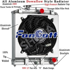 Radiador de 2 fileiras + cobertura + ventilador para 92 ~ 2000 HONDA CIVIC DEL SOL EK/ INTEGRA DB DC EUA comprar usado  Enviando para Brazil