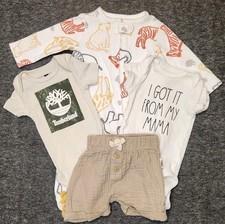 Conjunto de 4 shorts Rae Dunn Timberland Carter's recém-nascido 0-3 meses dorminhoco, usado comprar usado  Enviando para Brazil