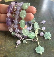 Pulseiras de contas LOLA ROSE semi preciosas pedra preciosa verde lilás roxo pilha 4 comprar usado  Enviando para Brazil