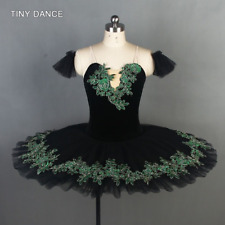 Fantasia de bailarina tutu panqueca de veludo profissional dança balé preto/verde comprar usado  Enviando para Brazil