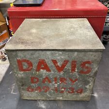 Garrafa de leite vintage Davis de metal galvanizado varanda caixa refrigerador 649-1234 EUA comprar usado  Enviando para Brazil
