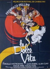 LA DOLCE VITA - FELLINI / MASTROIANNI / EKBERG - RARO PÔSTER DE FILME FRANCÊS REEDIÇÃO comprar usado  Enviando para Brazil