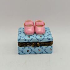 Caja baratija con bisagras de porcelana fina Madame Alexander 1999 zapatos rosas en caja azul segunda mano  Embacar hacia Argentina