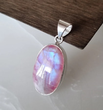 Pingente de pedra da lua rosa sólido prata esterlina 925 pescoço simples item de joia MK* comprar usado  Enviando para Brazil