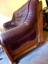 Burgundy leather three for sale  KETTERING